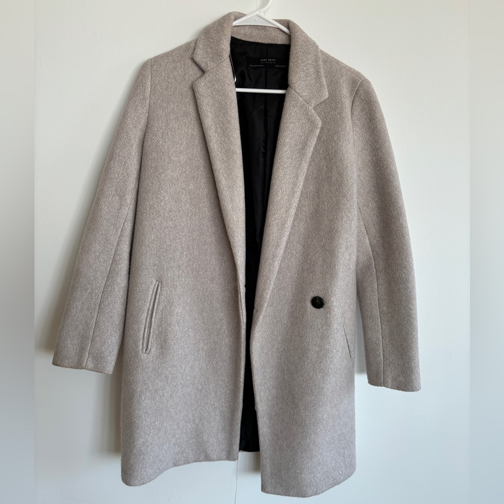 ZARA light grey overcoat/peacoat XS